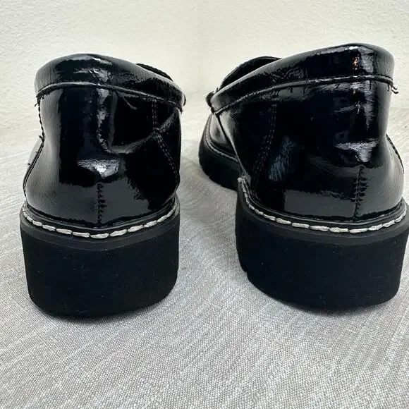 Donald Pliner Hope Patent Loafers Black Lug Sole Slip On Shoes Women 6M - Picture 6 of 12
